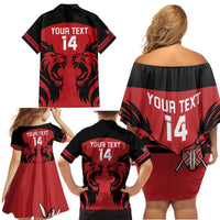 Custom Kenya Rugby Family Matching Off Shoulder Short Dress and Hawaiian Shirt 2024 Go Champions Simbas - Red - Wonder Print Shop
