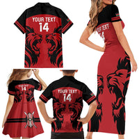Custom Kenya Rugby Family Matching Short Sleeve Bodycon Dress and Hawaiian Shirt 2024 Go Champions Simbas - Red - Wonder Print Shop