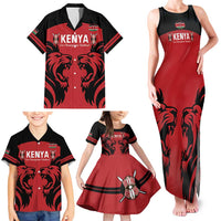 Custom Kenya Rugby Family Matching Tank Maxi Dress and Hawaiian Shirt 2024 Go Champions Simbas - Red - Wonder Print Shop