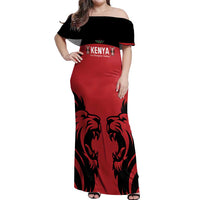 Custom Kenya Rugby Off Shoulder Maxi Dress 2024 Go Champions Simbas - Red - Wonder Print Shop