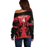Custom Kenya Rugby Off Shoulder Sweater 2024 Go Champions Simbas - Red - Wonder Print Shop