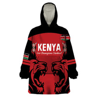 Custom Kenya Rugby Wearable Blanket Hoodie 2024 Go Champions Simbas - Red - Wonder Print Shop