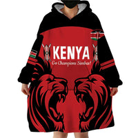 Custom Kenya Rugby Wearable Blanket Hoodie 2024 Go Champions Simbas - Red - Wonder Print Shop