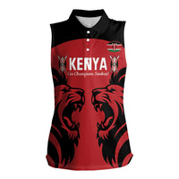 Custom Kenya Rugby Women Sleeveless Polo Shirt 2024 Go Champions Simbas - Red - Wonder Print Shop