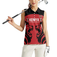 Custom Kenya Rugby Women Sleeveless Polo Shirt 2024 Go Champions Simbas - Red - Wonder Print Shop