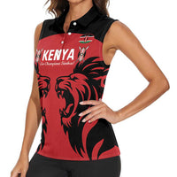 Custom Kenya Rugby Women Sleeveless Polo Shirt 2024 Go Champions Simbas - Red - Wonder Print Shop