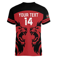 Custom Kenya Rugby Women V-Neck T-Shirt 2024 Go Champions Simbas - Red - Wonder Print Shop