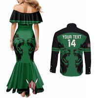 Custom Kenya Rugby Couples Matching Mermaid Dress and Long Sleeve Button Shirt 2024 Go Champions Simbas - Green