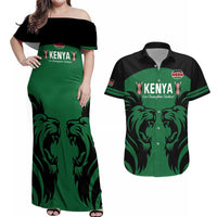 Custom Kenya Rugby Couples Matching Off Shoulder Maxi Dress and Hawaiian Shirt 2024 Go Champions Simbas - Green - Wonder Print Shop
