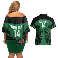 Custom Kenya Rugby Couples Matching Off Shoulder Short Dress and Hawaiian Shirt 2024 Go Champions Simbas - Green - Wonder Print Shop