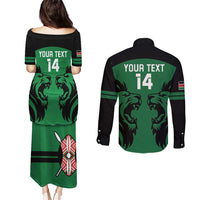 Custom Kenya Rugby Couples Matching Puletasi and Long Sleeve Button Shirt 2024 Go Champions Simbas - Green - Wonder Print Shop