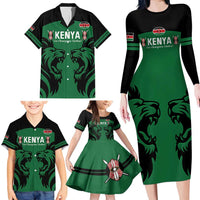 Custom Kenya Rugby Family Matching Long Sleeve Bodycon Dress and Hawaiian Shirt 2024 Go Champions Simbas - Green - Wonder Print Shop