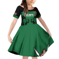 Custom Kenya Rugby Family Matching Off Shoulder Short Dress and Hawaiian Shirt 2024 Go Champions Simbas - Green - Wonder Print Shop