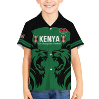 Custom Kenya Rugby Family Matching Short Sleeve Bodycon Dress and Hawaiian Shirt 2024 Go Champions Simbas - Green - Wonder Print Shop