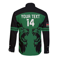 Custom Kenya Rugby Long Sleeve Button Shirt 2024 Go Champions Simbas - Green - Wonder Print Shop