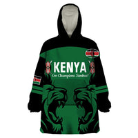 Custom Kenya Rugby Wearable Blanket Hoodie 2024 Go Champions Simbas - Green - Wonder Print Shop