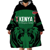 Custom Kenya Rugby Wearable Blanket Hoodie 2024 Go Champions Simbas - Green - Wonder Print Shop