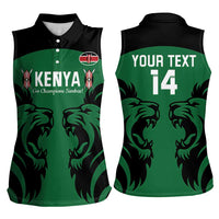 Custom Kenya Rugby Women Sleeveless Polo Shirt 2024 Go Champions Simbas - Green - Wonder Print Shop