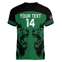 Custom Kenya Rugby Women V-Neck T-Shirt 2024 Go Champions Simbas - Green - Wonder Print Shop