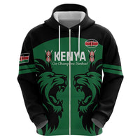 Custom Kenya Rugby Zip Hoodie 2024 Go Champions Simbas - Green - Wonder Print Shop