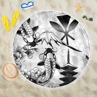 Japan And Hawaii Beach Blanket Sakura Koi Fish Hawaiian Lei Kanaka - Wonder Print Shop