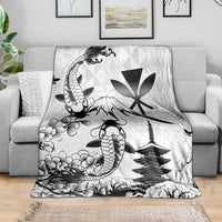 Japan And Hawaii Blanket Sakura Koi Fish Hawaiian Lei Kanaka - Wonder Print Shop