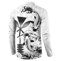 Japan And Hawaii Button Sweatshirt Sakura Koi Fish Hawaiian Lei Kanaka - Wonder Print Shop