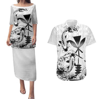 Japan And Hawaii Couples Matching Puletasi and Hawaiian Shirt Sakura Koi Fish Hawaiian Lei Kanaka - Wonder Print Shop