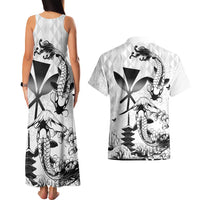 Japan And Hawaii Couples Matching Tank Maxi Dress and Hawaiian Shirt Sakura Koi Fish Hawaiian Lei Kanaka - Wonder Print Shop