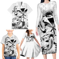 Japan And Hawaii Family Matching Long Sleeve Bodycon Dress and Hawaiian Shirt Sakura Koi Fish Hawaiian Lei Kanaka - Wonder Print Shop