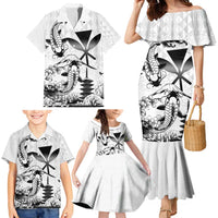 Japan And Hawaii Family Matching Mermaid Dress and Hawaiian Shirt Sakura Koi Fish Hawaiian Lei Kanaka - Wonder Print Shop