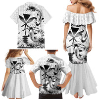 Japan And Hawaii Family Matching Mermaid Dress and Hawaiian Shirt Sakura Koi Fish Hawaiian Lei Kanaka - Wonder Print Shop