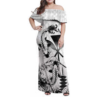 Japan And Hawaii Family Matching Off Shoulder Maxi Dress and Hawaiian Shirt Sakura Koi Fish Hawaiian Lei Kanaka - Wonder Print Shop