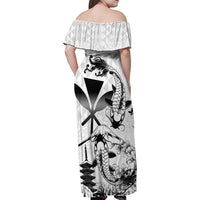 Japan And Hawaii Family Matching Off Shoulder Maxi Dress and Hawaiian Shirt Sakura Koi Fish Hawaiian Lei Kanaka - Wonder Print Shop