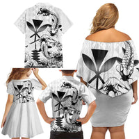 Japan And Hawaii Family Matching Off Shoulder Short Dress and Hawaiian Shirt Sakura Koi Fish Hawaiian Lei Kanaka - Wonder Print Shop