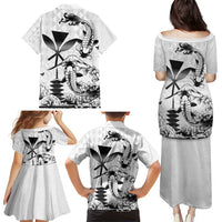 Japan And Hawaii Family Matching Puletasi and Hawaiian Shirt Sakura Koi Fish Hawaiian Lei Kanaka - Wonder Print Shop