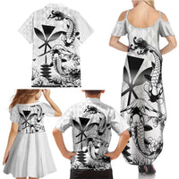 Japan And Hawaii Family Matching Summer Maxi Dress and Hawaiian Shirt Sakura Koi Fish Hawaiian Lei Kanaka - Wonder Print Shop
