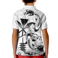 Japan And Hawaii Kid Polo Shirt Sakura Koi Fish Hawaiian Lei Kanaka - Wonder Print Shop