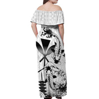 Japan And Hawaii Off Shoulder Maxi Dress Sakura Koi Fish Hawaiian Lei Kanaka - Wonder Print Shop