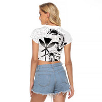 Japan And Hawaii Raglan Cropped T Shirt Sakura Koi Fish Hawaiian Lei Kanaka - Wonder Print Shop