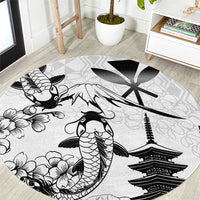 Japan And Hawaii Round Carpet Sakura Koi Fish Hawaiian Lei Kanaka - Wonder Print Shop