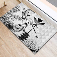 Japan And Hawaii Rubber Doormat Sakura Koi Fish Hawaiian Lei Kanaka - Wonder Print Shop