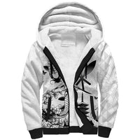 Japan And Hawaii Sherpa Hoodie Sakura Koi Fish Hawaiian Lei Kanaka - Wonder Print Shop