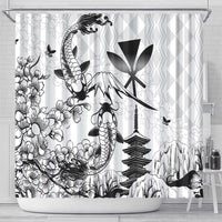 Japan And Hawaii Shower Curtain Sakura Koi Fish Hawaiian Lei Kanaka - Wonder Print Shop
