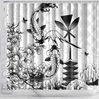 Japan And Hawaii Shower Curtain Sakura Koi Fish Hawaiian Lei Kanaka - Wonder Print Shop