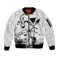 Japan And Hawaii Sleeve Zip Bomber Jacket Sakura Koi Fish Hawaiian Lei Kanaka - Wonder Print Shop