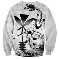Japan And Hawaii Sweatshirt Sakura Koi Fish Hawaiian Lei Kanaka - Wonder Print Shop