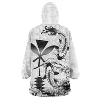 Japan And Hawaii Wearable Blanket Hoodie Sakura Koi Fish Hawaiian Lei Kanaka - Wonder Print Shop