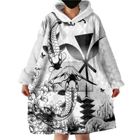 Japan And Hawaii Wearable Blanket Hoodie Sakura Koi Fish Hawaiian Lei Kanaka - Wonder Print Shop