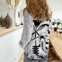 Japan And Hawaii Women Casual Shirt Sakura Koi Fish Hawaiian Lei Kanaka - Wonder Print Shop